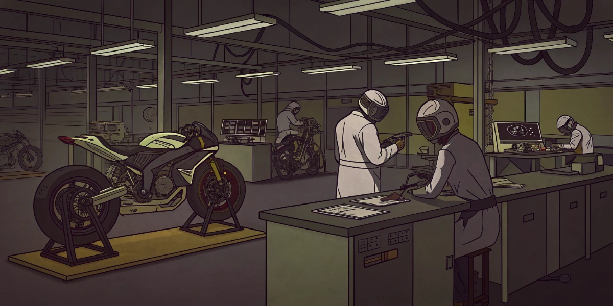 Professional testing laboratory for TÜV certified motorcycle components